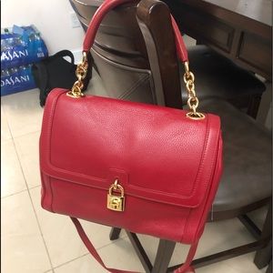 New Dolce & Gabbana Red Leather 2 way shoulder bag